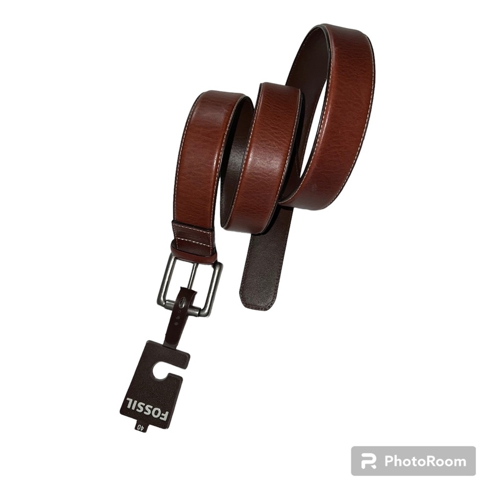 FOSSIL Woodrow Dark Brown Genuine Leather Belt Mens NWT Sz 40
